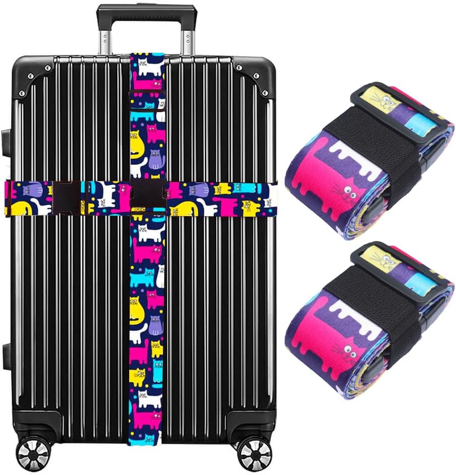 Luggage Straps for Suitcases TSA Approved Easy Pack Organized Suitcase Strap, Luggage Strap, Luggage Belt Strap, Bag Straps for Luggage. Buckle Straps Travel Accessories (Cat)