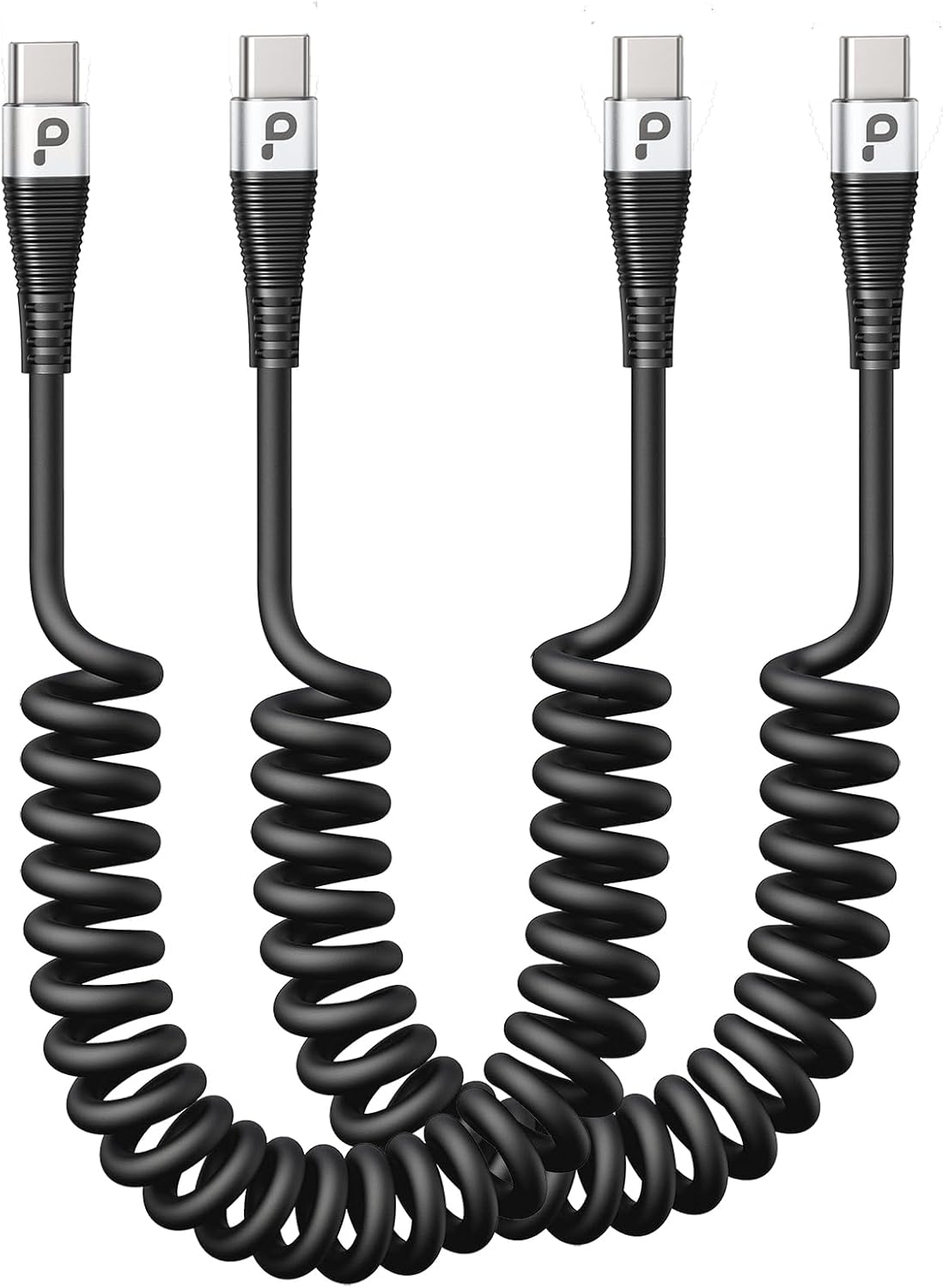 USB C to C Charger Cable [2-Pack 3FT], Coiled USB-C Cable for Car, Type C Fast Charging USBC to USBC Cable for iPhone 17/16/15/15 Pro/15 Plus/15 Pro Max/Samsung Galaxy S23 More USB C Devices