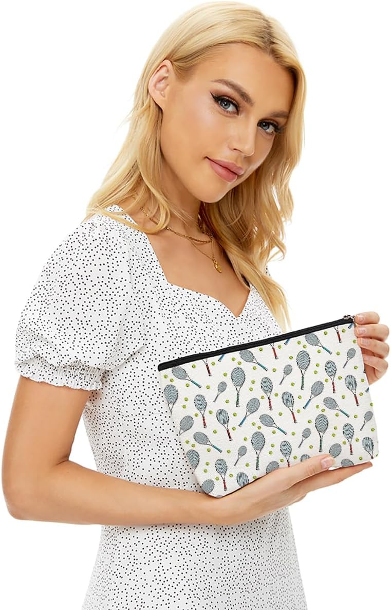 Cute Tennis Makeup Bag Tennis Gifts Tennis Accessories Tennis Lovers Travel Accessories Bag Mothers Day Birthday Inspirational Retirement Gifts for Women Friends Coach Tennis Player Sports Mom BFF