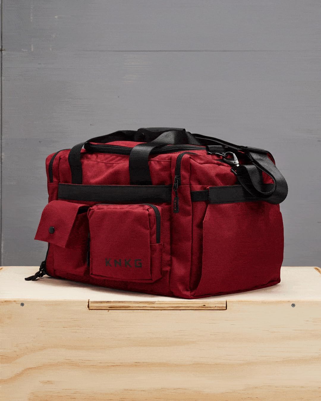 KNKG PLUS 63L Large Duffel Bag – Spacious, Durable Gym Bag with Dual Shoe Storage, Multiple Compartments & YKK Zippers for Fitness & Travel - Redwood (Redwood, Small 33L)