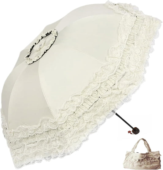 Vintage Lace Parasol Gothic Lolita Umbrella UV Sun Protection Witch Cosplay Photoshoot Props Party Decoration