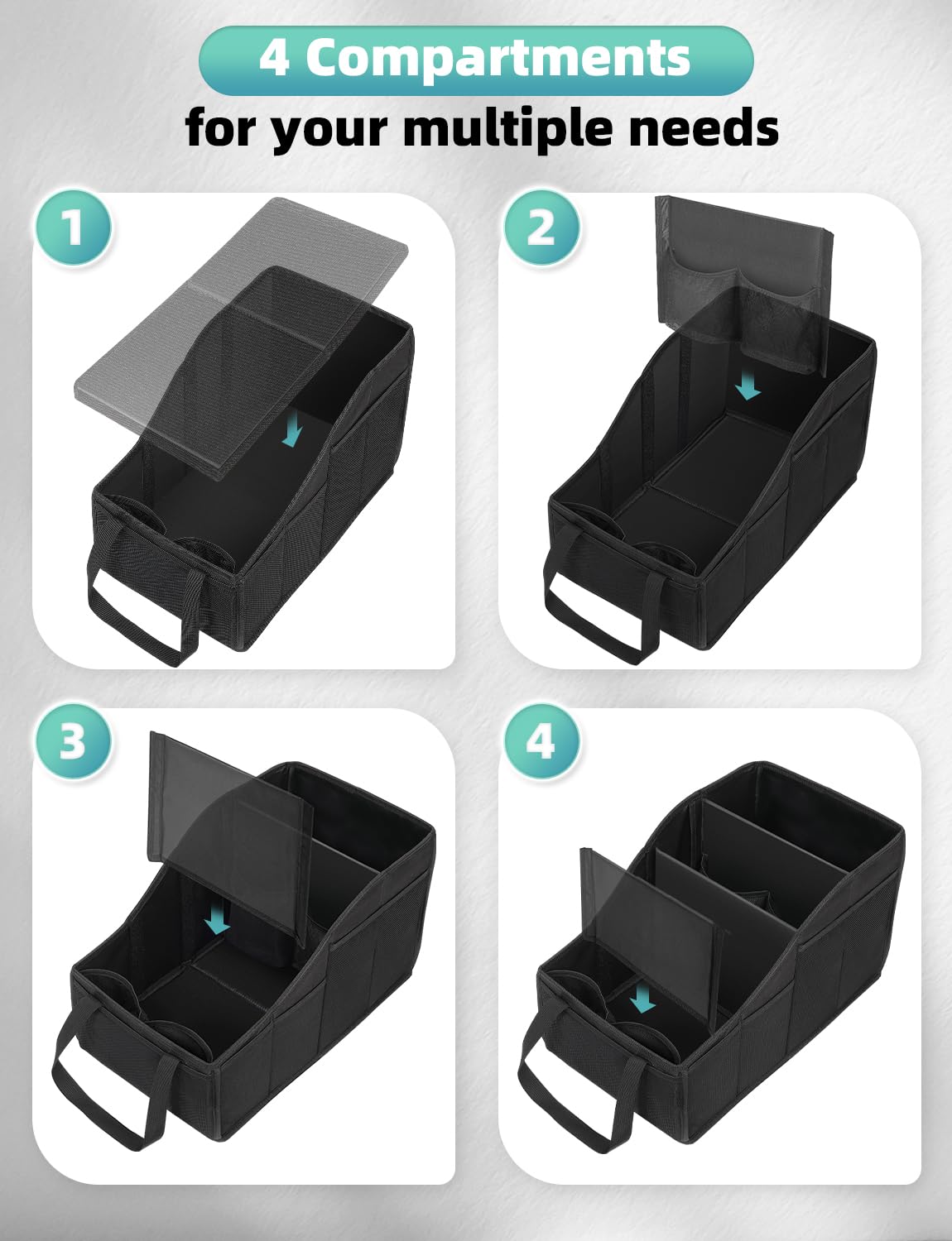 YOHOOLYO Car Seat Organizer with 4 Compartments, 4 Cup Holders