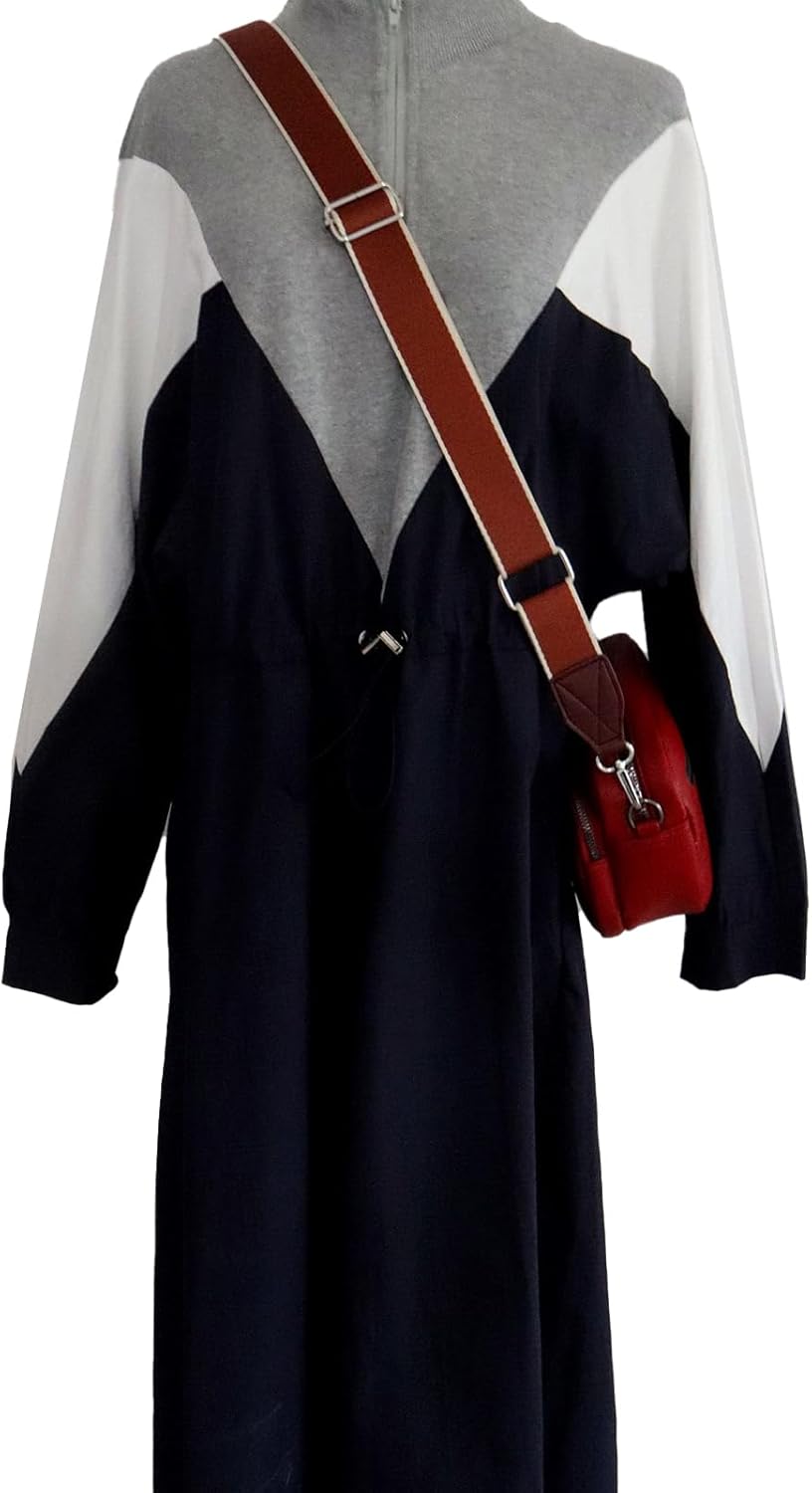 Adjustable Red Purse Strap with Brown Leather End - 1.5" Wide Handbags, Camera, Guitar, Phone &