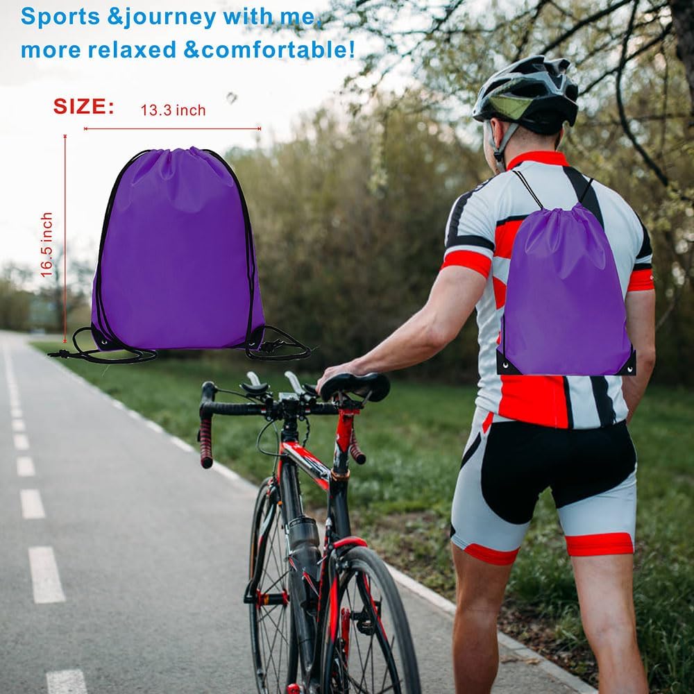 Drawstring Backpack Bulk 30 Packs Draw String Backpack Bags DIY Gym Sports Traveling Trip ride Pedestrianism Yoga Cinch Bag Sackpack Drawstring (purple)