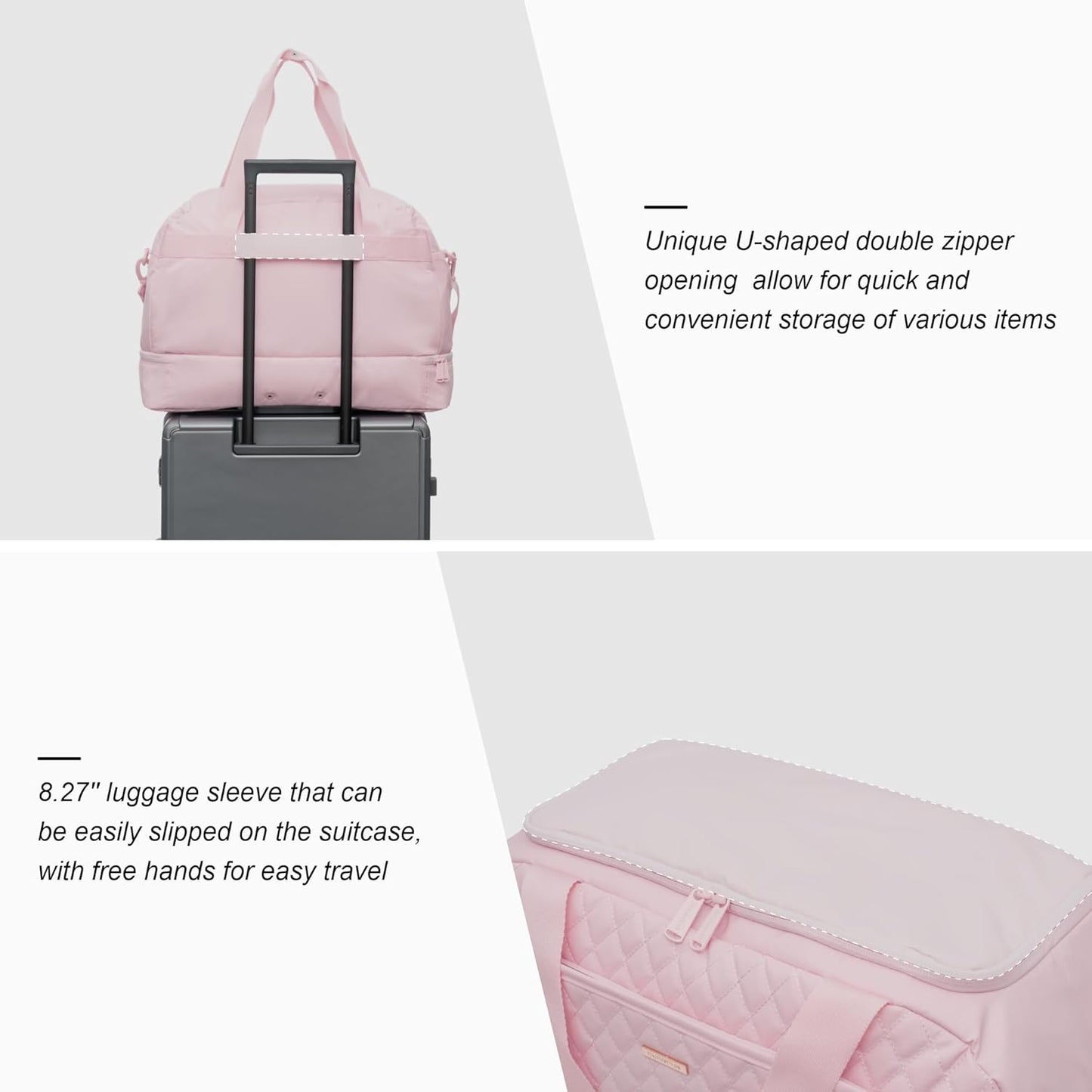 EVERFUN Weekender Bags for Women,Gym Tote Bag with Shoe Compartment for Girls, Perfect for Gym, Yoga, Travel, Camping, Beach, Sports and Daily Commuting