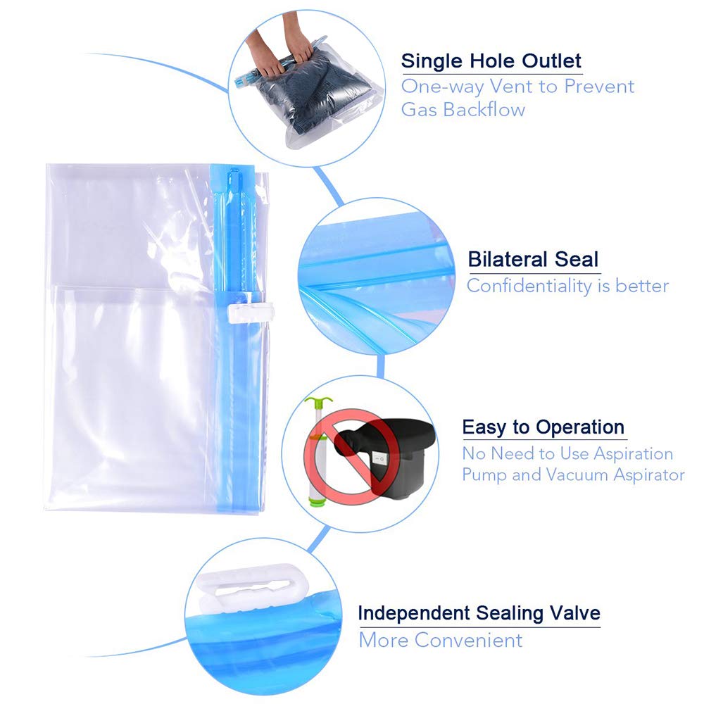 ALMING Compression Bags - Travel Accessories - 10 Pack Space Saver Bags - No Vacuum or Pump Needed