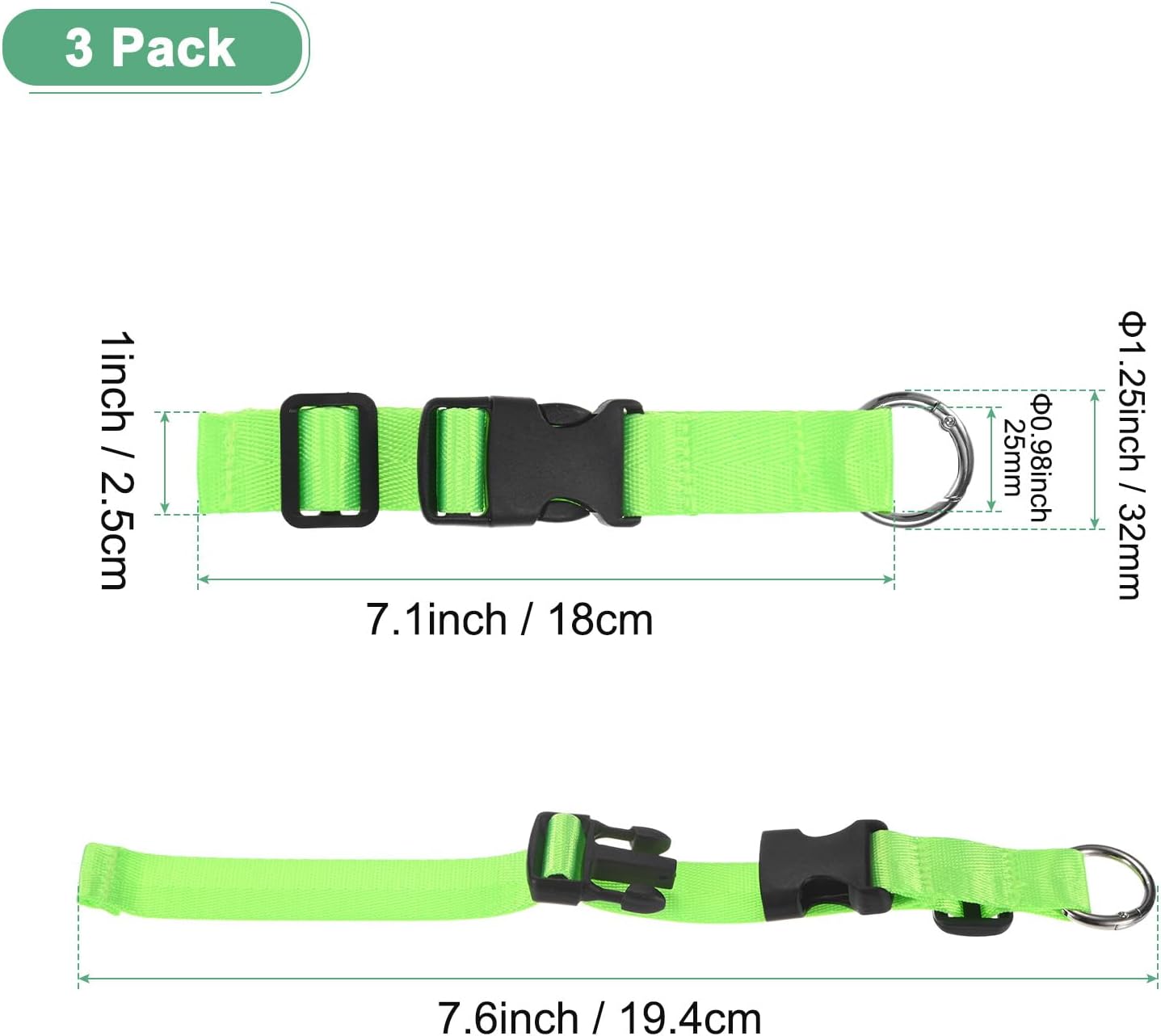 3-Pack Add A Bag Luggage Strap, Adjustable Suitcase Belt for Connecting Handbag/Backpack/Jacket