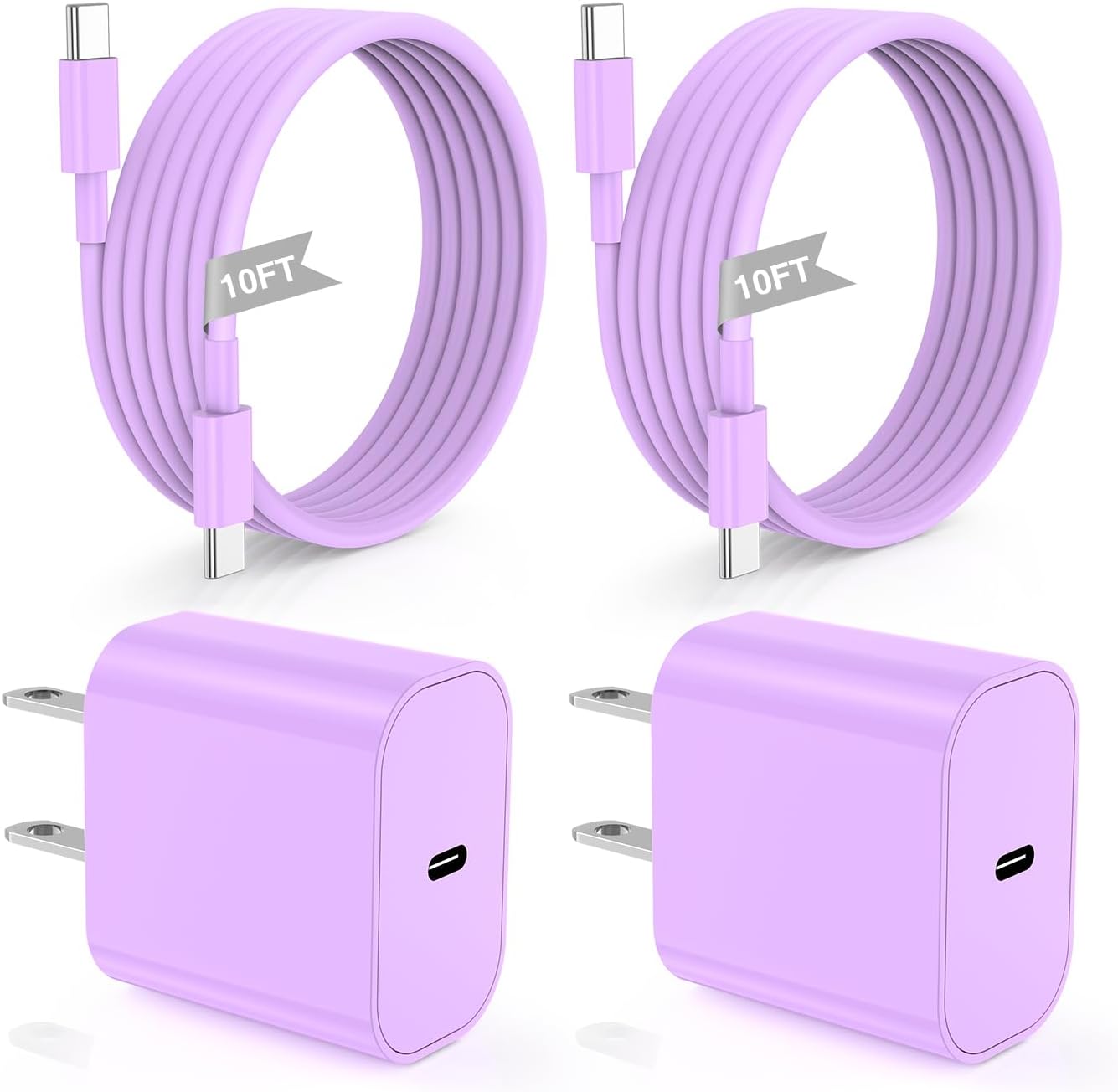 iPhone 16 15 Fast Charger 10ft, USB C Charging Block and Long Type C to C Cable Cord,Wall Plug Power Adapter Cube Brick for Apple 16 Pro Max/16 Pro/15 Plus/15 Pro Max/iPad 12.9/11 inch/Air/Mini-Purple