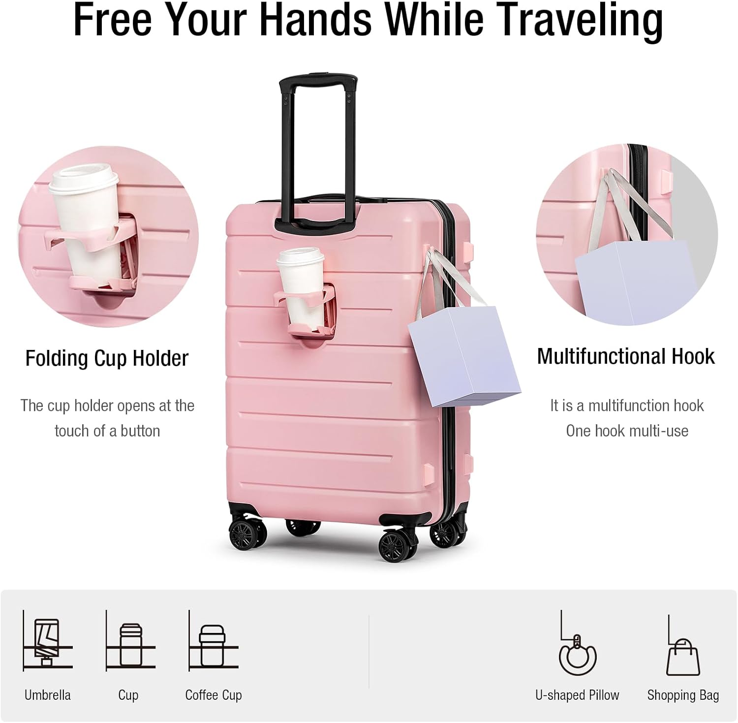 KYME 26 Inch Luggage TSA Approved Hard Shell Suitcases with Spinner Wheels Durable Medium Travel