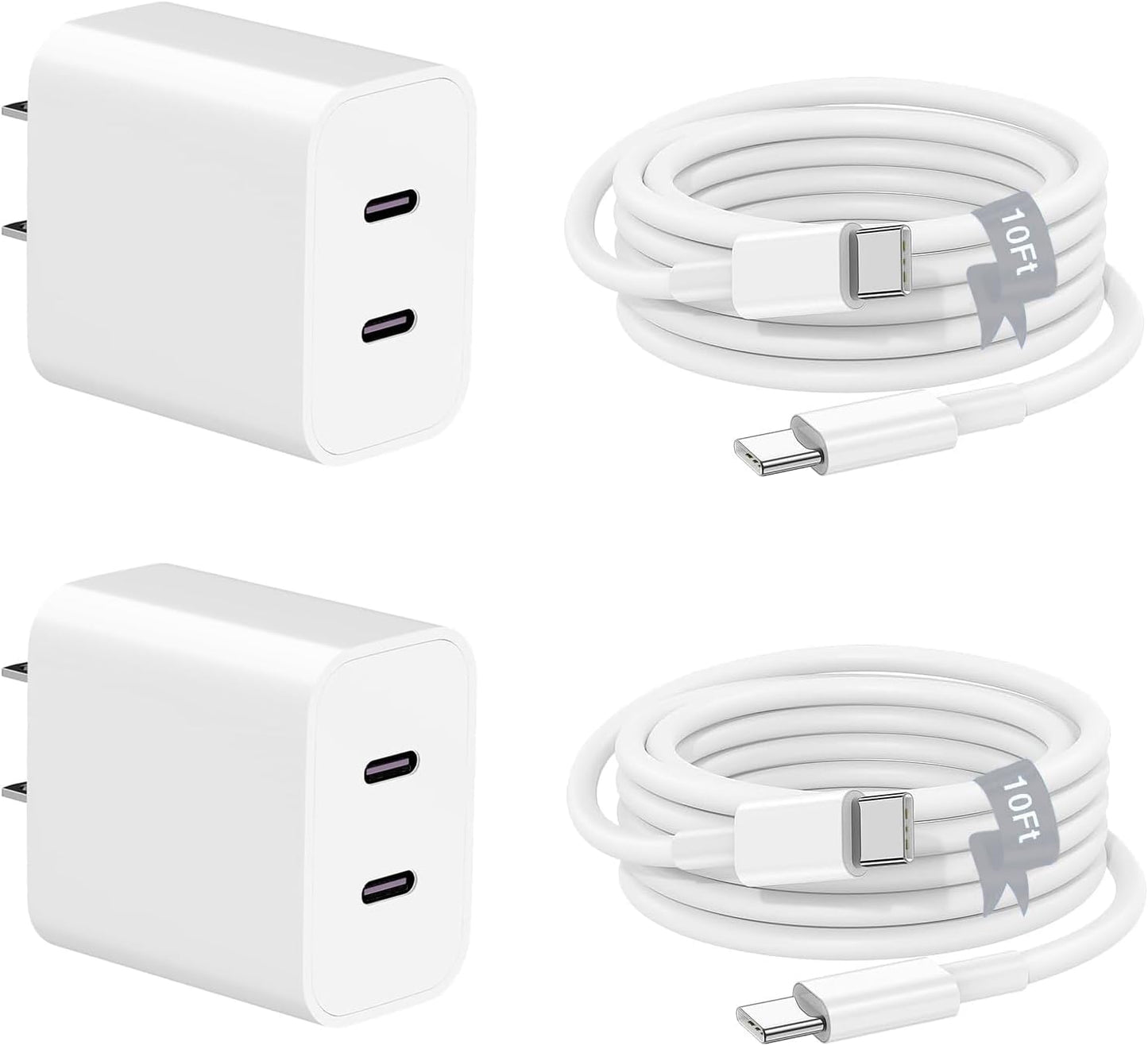 Charger for iPhone 17 16 15,Fast Dual Port USB C Charger Block,Double Type C Apple Wall Power Adapter Plug,10FT Quick USB C to C Charging Cable for iPhone 17/17 ProMax/17 Air/16 Pro/16e/15 Pro/15 Plus