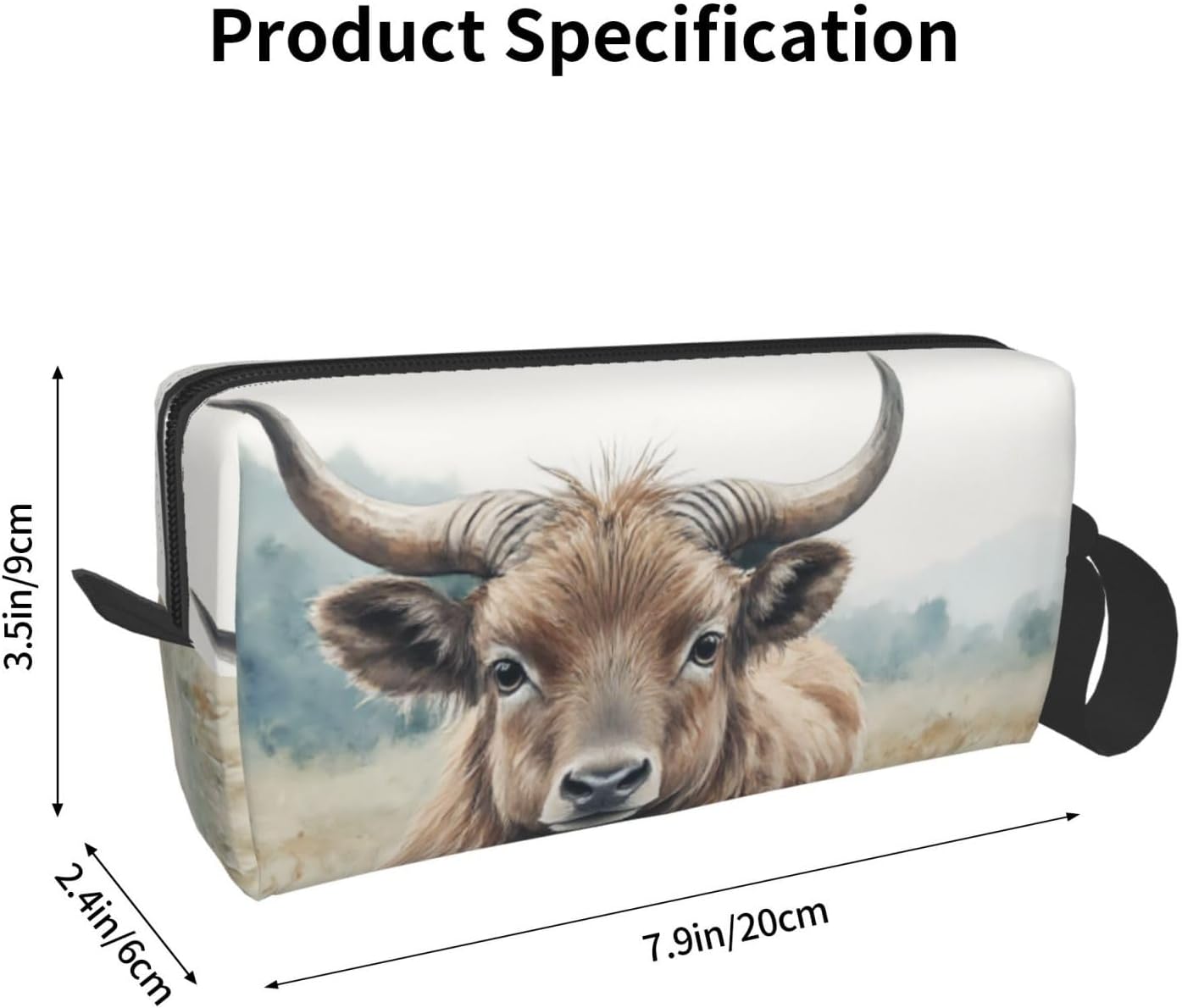 Wilderness Grass Cow Makeup Bag Small Compact & Durable Travel Cosmetic Bag Organizer Oxford Fabric Impact-Resistant Multi-Purpose Storage Perfect for Travel, Gym, Daily Use
