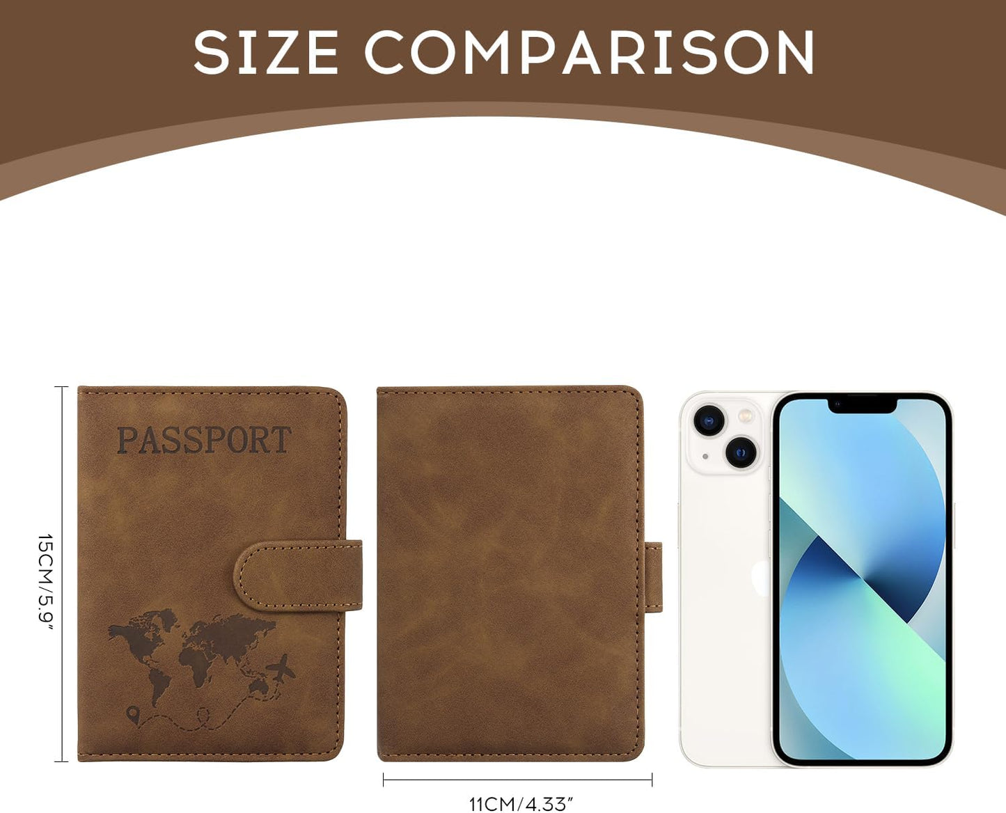 ILIYAH-Passport Cover-Passport Holder Travel Wallet-RFID Blocking Passport Case Travel Accessories Card Holder Wallet Unisex Travel Gifts(Brown)
