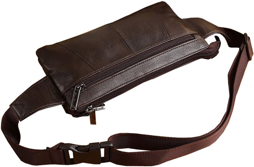 Hebetag Leather Fanny Pack Waist Bag for Men Women Outdoor Travel Hunting Hiking Camping Hip Bum Belt Cell Phone Purse Wallet Pouch, Coffee