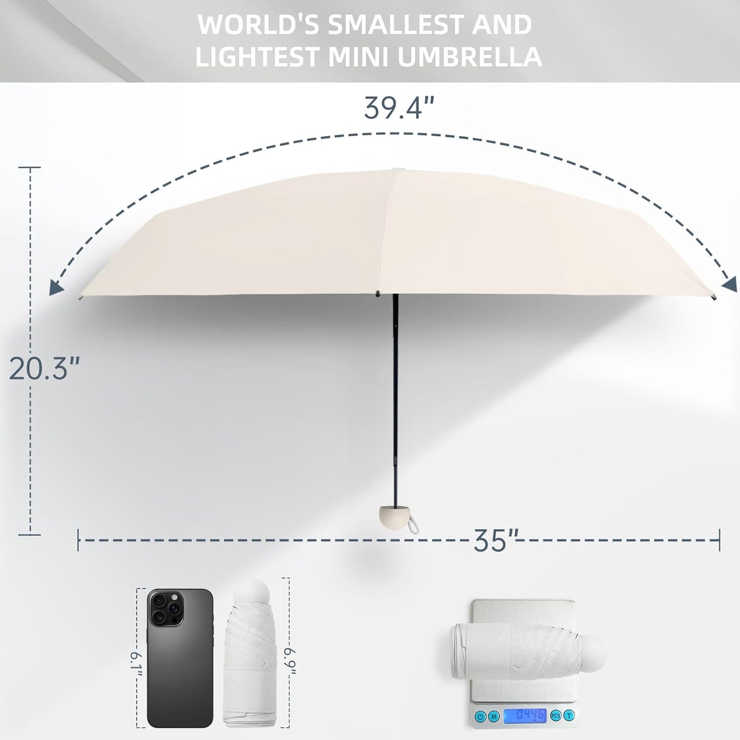 Compact Travel Umbrella, Small Pocket Mini Umbrella for Purse Wallet, UV Sun Rain Umbrellas for Backpack, Portable Folding Umbrellas for Women Kids