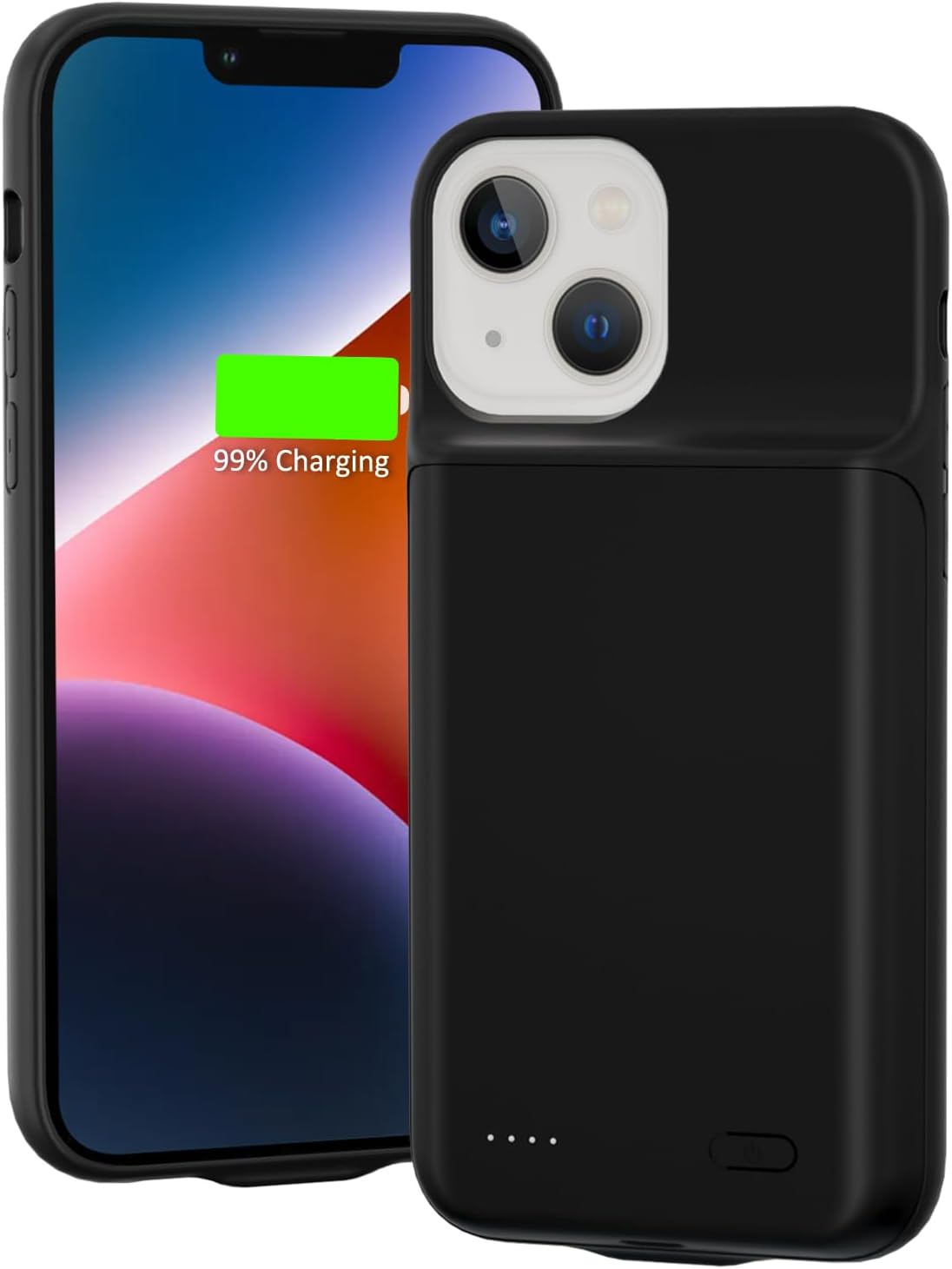 Gladgogo Charging Case for iPhone 14, Powerful 7000mAh Ultra Slim Smart Battery Case Charger Portable External Lightweight Rechargable Battery Pack Compatible with 14, 6.1 inch, Black