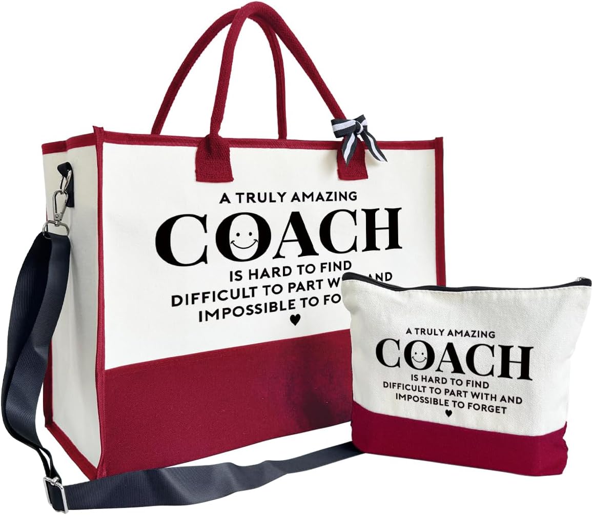 Amazing Coach Tote Bag, Women's Canvas Handbags, Shoulder Beach Bag, Thank You Gift for Female Coach, Gifts for Female Coaches, Canvas Tote Bag With Zipper, Makeup Bag A1
