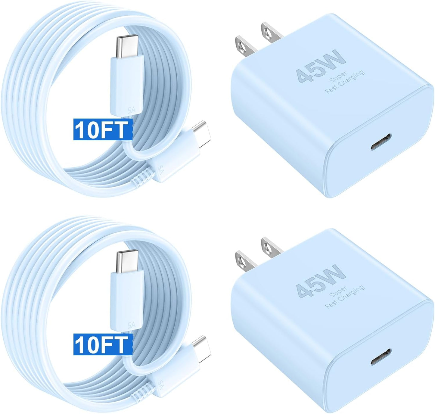 Phone 17 16 Pro Max Charger Fast Charging,45W Phone 17 Charger Type C Chargers USB C Charge Block &10FT Long C Charging Cables Cord for Phone 17/17 Pro/ 17 Pro Max/Air/Phone 16 15 Pro Max,Blue