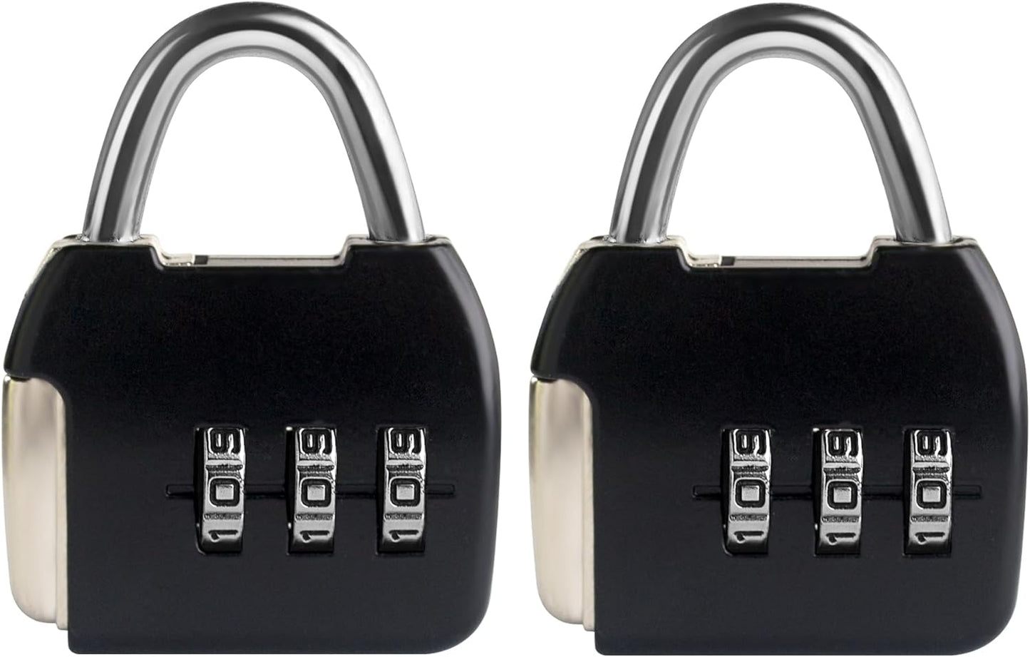 Small Combination Lock, 3 Digit Combination Padlock, Travel Luggage Locks, Combo Lock with Code for Suitcase, Mini Locker, Bag, Tool Box, Backpack Zipper (Black+Black, 2-Pack)