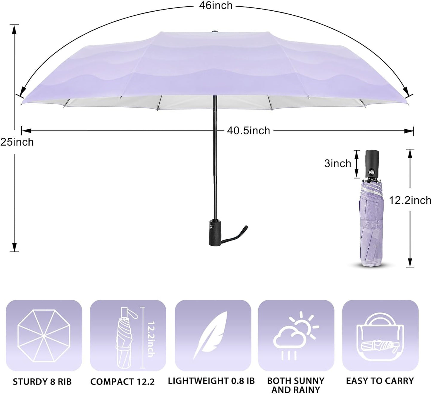 Lejorain Cute Women Sun Umbrella - Automatic Folding UV Protection Lightweight Umbrella Compact Travel Fashion Pretty Collapsible Golf Rain Umbrellas for Women