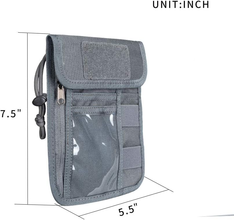 EXCELLENT ELITE SPANKER Passport Holder Neck Pouch RFID Nylon Blocking Travel Neck Wallet ID Card Organizer Pouch with Neck Lanyard(Grey)