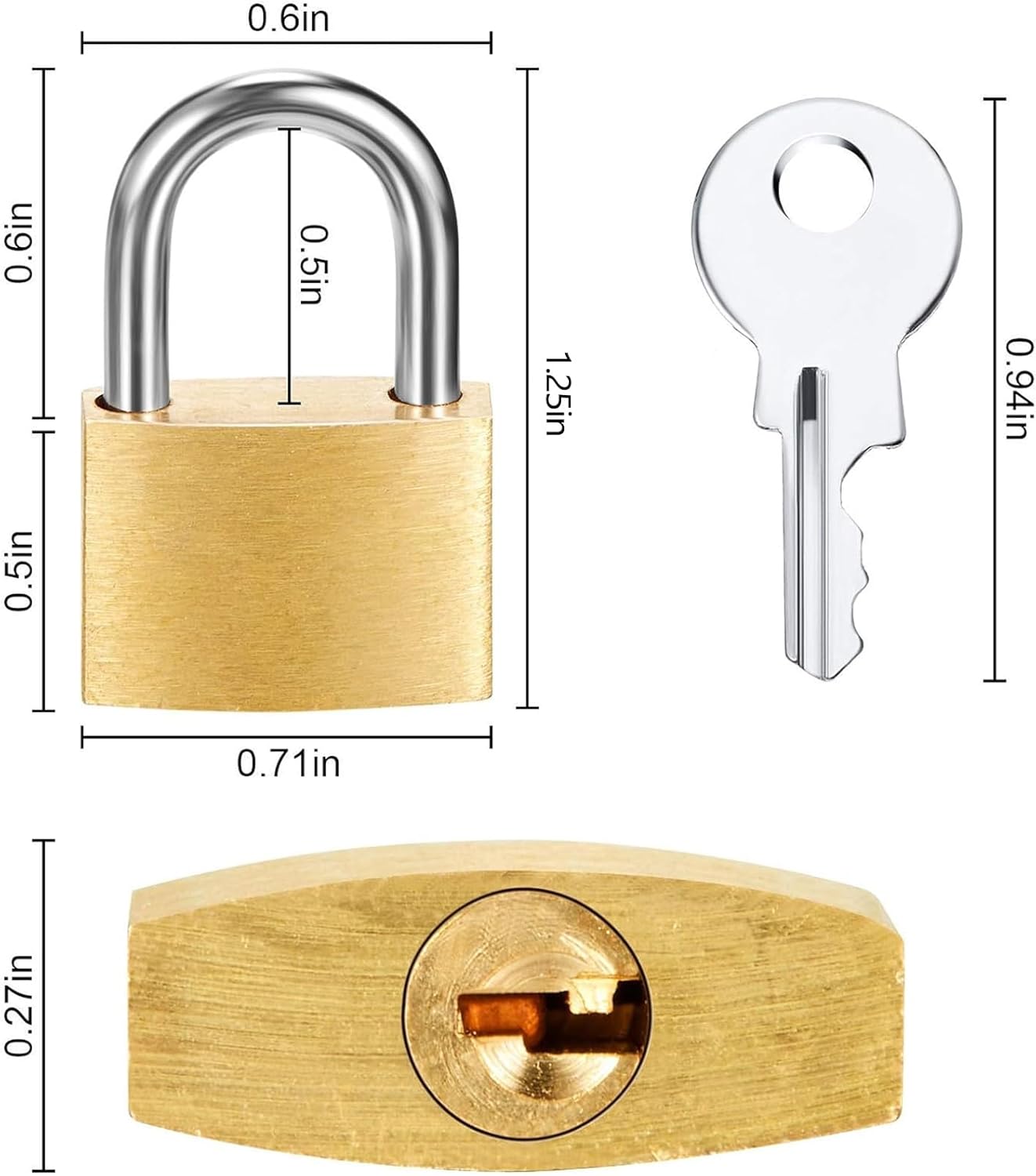 Hotop 16 Pieces Mini Padlock Small Solid Brass Locks 1.25'' with 3 Keys for Luggage, Backpack, Gym, Suitcase, Classroom Matching Game and More