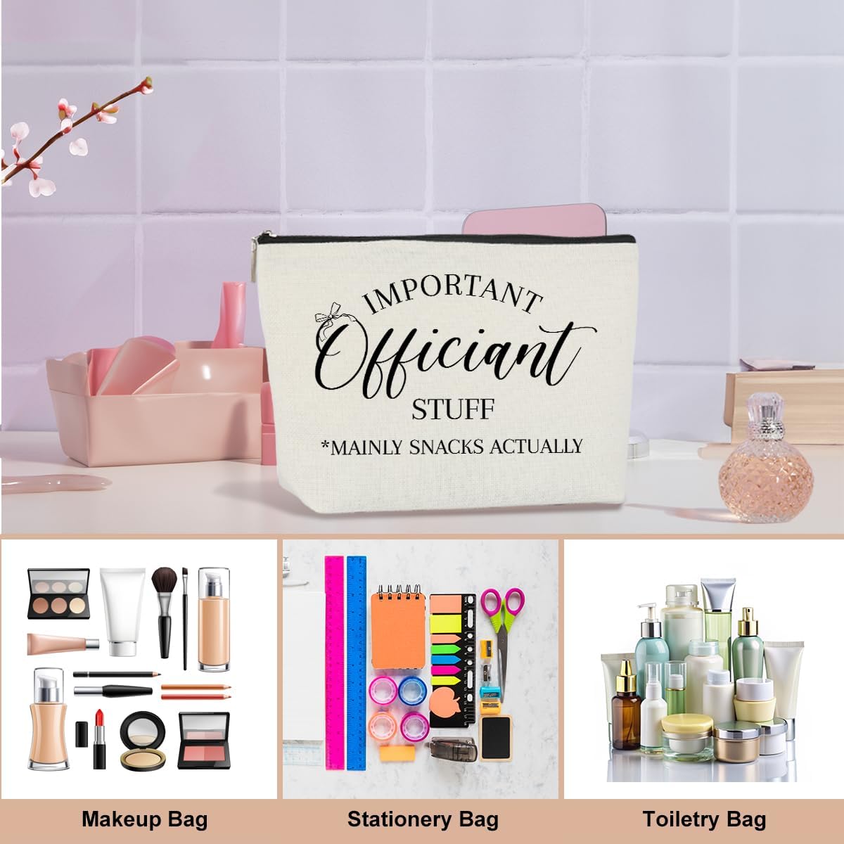 Wedding Officiant Gift Bridal Shower Gifts Engagement Gifts for Couples Makeup Bag Cosmetic Bag for Women Female Lady Friend Coworker Bachelorette Party Officiant Proposal Gift Honeymoon Gifts