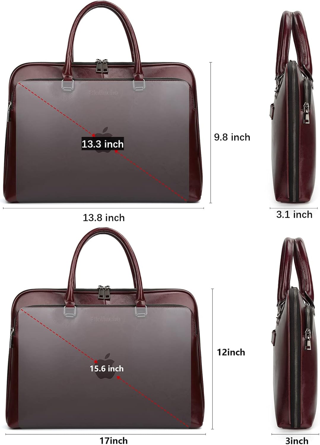 Blofinche Laptop Messenger shoulder bag: Genuine Leather work Briefcase 13.3 15.6 inch designer handbag