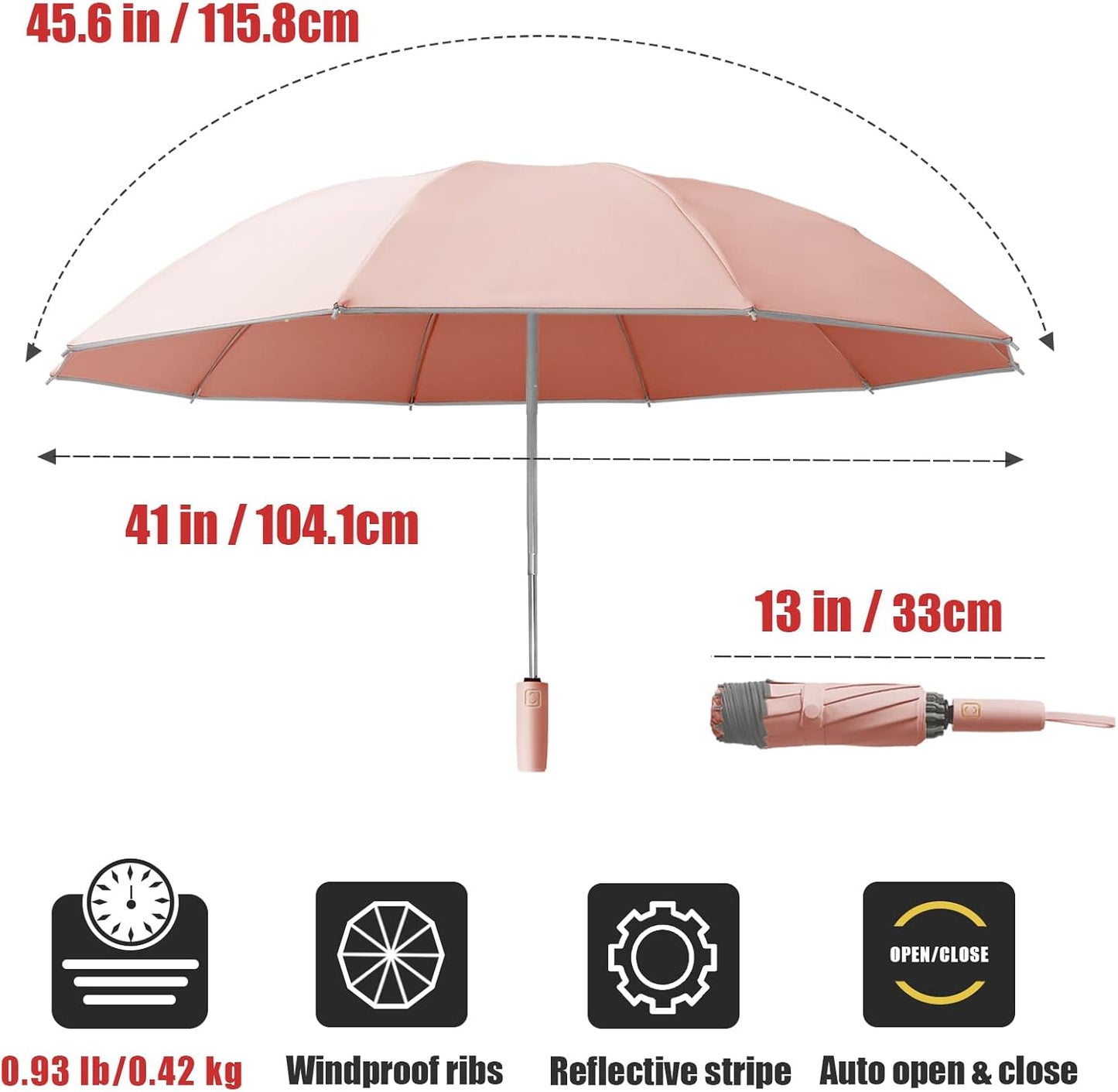 Large Windproof Travel Umbrella, Portable Reverse Folding Car Umbrella, Compact Inverted Design