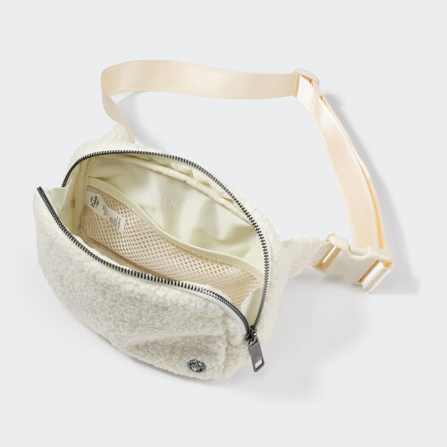 Pander Large 2L Fanny pack Everywhere Fleece Belt Bag for Women and Men with Adjustable strap Belt. (Floral White)