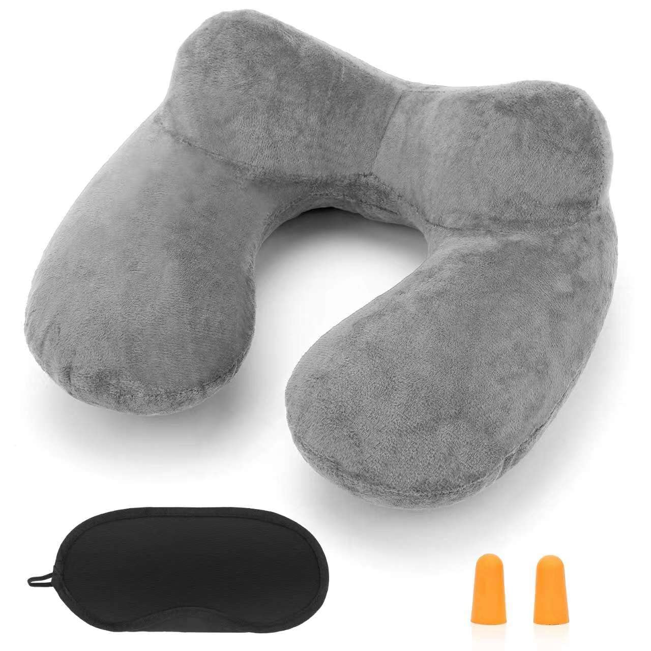 HITSZS Inflatable Travel Pillow for Airplane Inflatable Neck Pillow for Traveling with Soft Velvet