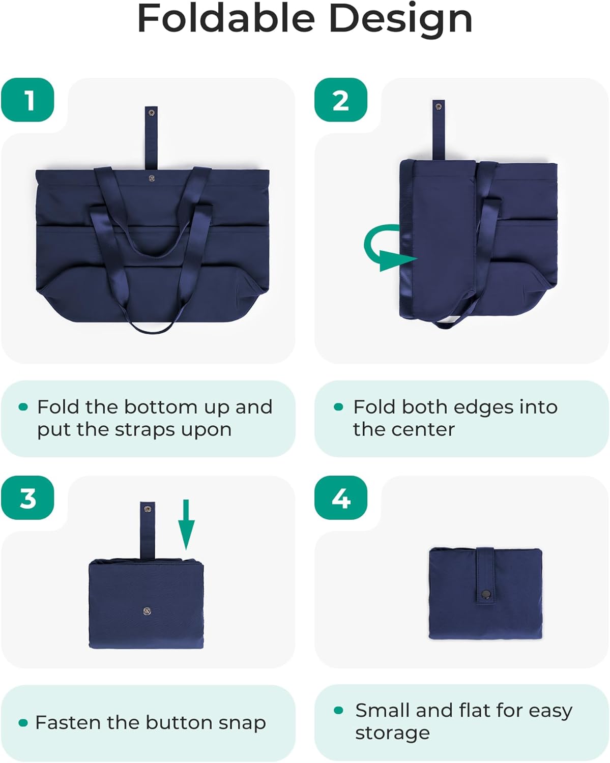 BAGSMART Tote Bag for Women, Foldable Tote Bag With Zipper Travel Large Shoulder Bag Handbag for Work-16.5''l X 6''wx 14''h