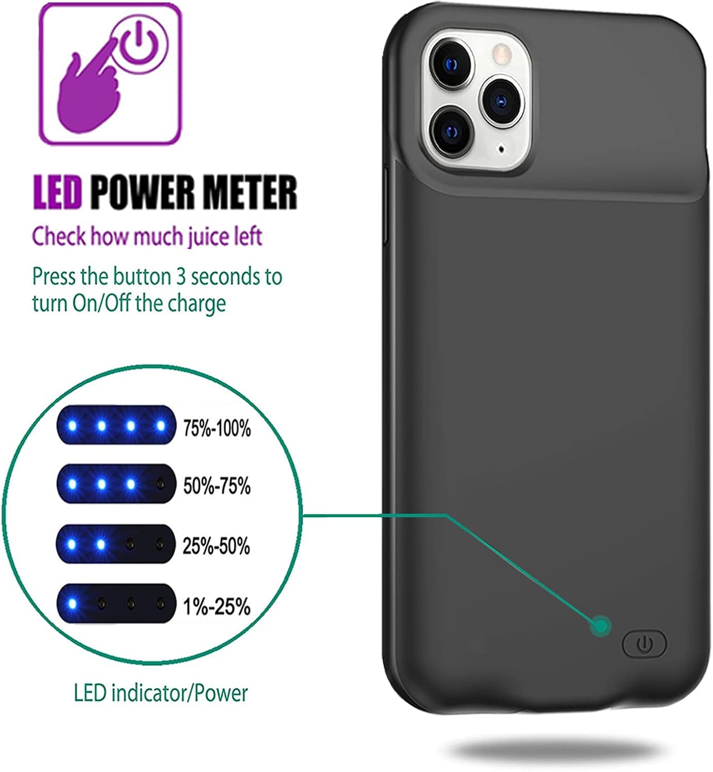 Battery Case for iPhone 11 Pro Max, 8500mAh Slim Portable Rechargeable Battery Pack Charging Case Compatible with iPhone 11 Pro Max (6.5 inch) Extended Battery Charger Case (Black)…