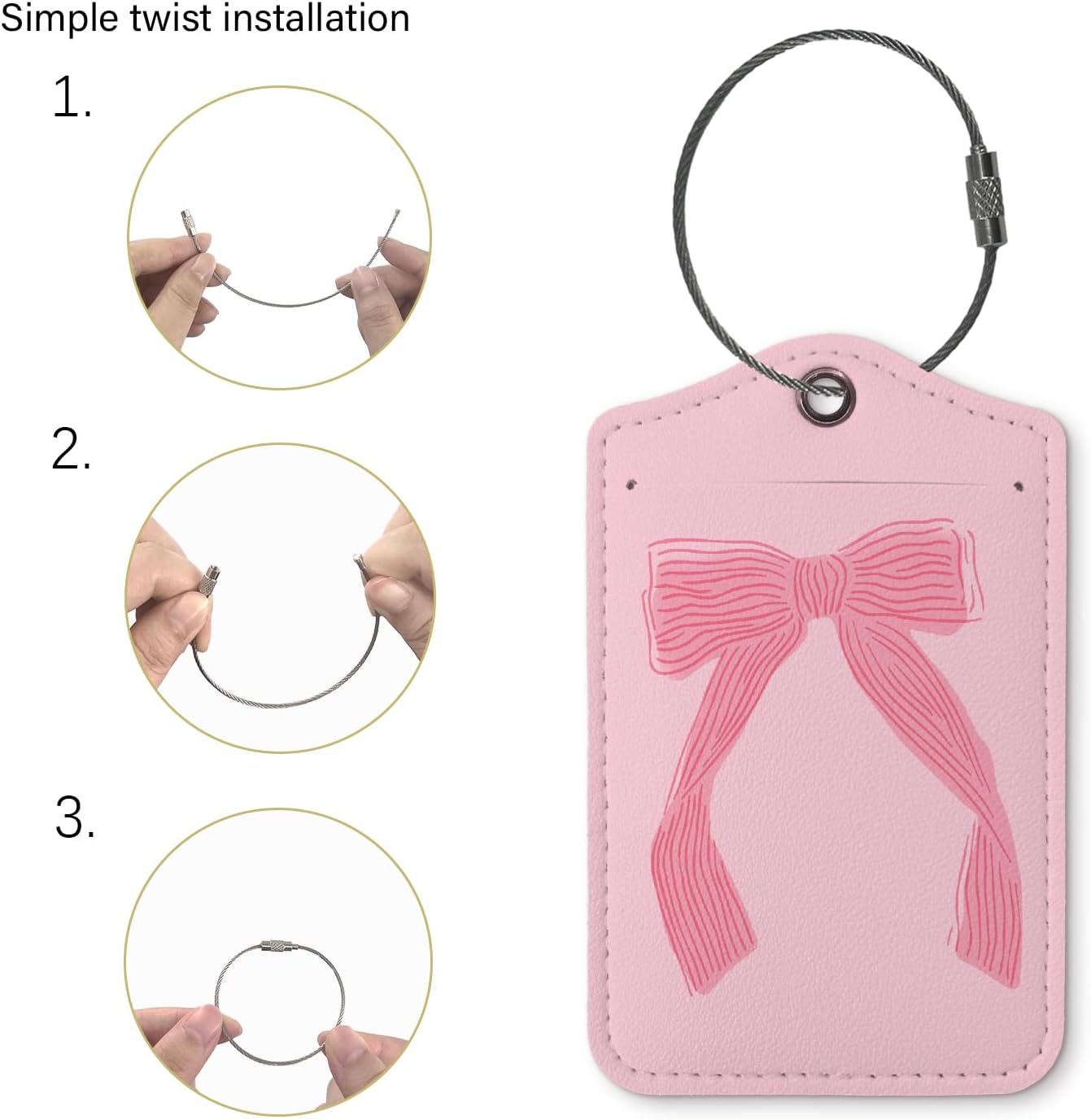 Coquette Luggage Tags for Suitcases,Pink Bow Preppy Luggage Tag,Trendy 2 Pack Luggage Tags for Travel,Teen Girls Gifts Suitcase Tags