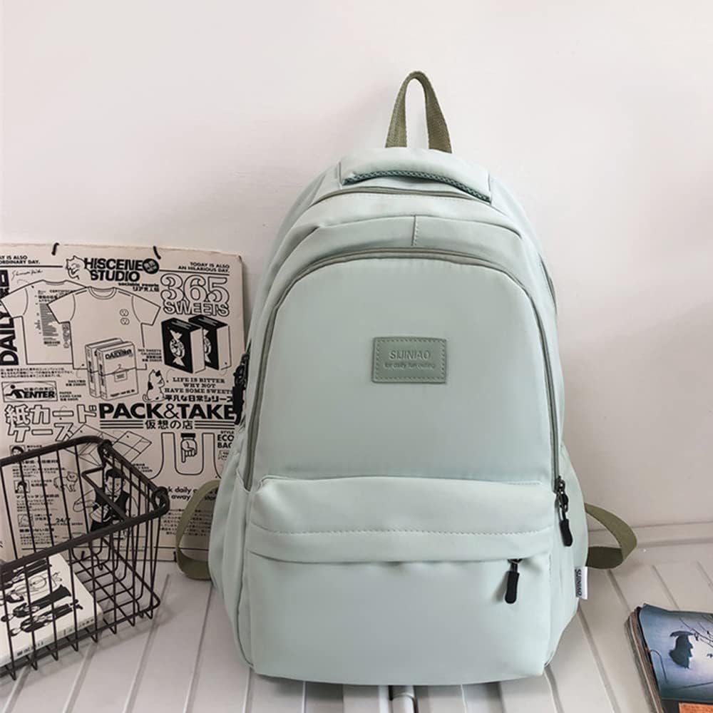 Aesthetic Backpack Cute Backpack for School College Backpack Large Capacity Bookbags for Girls Women Students Casual Travel Daypacks Solid Color(Green)