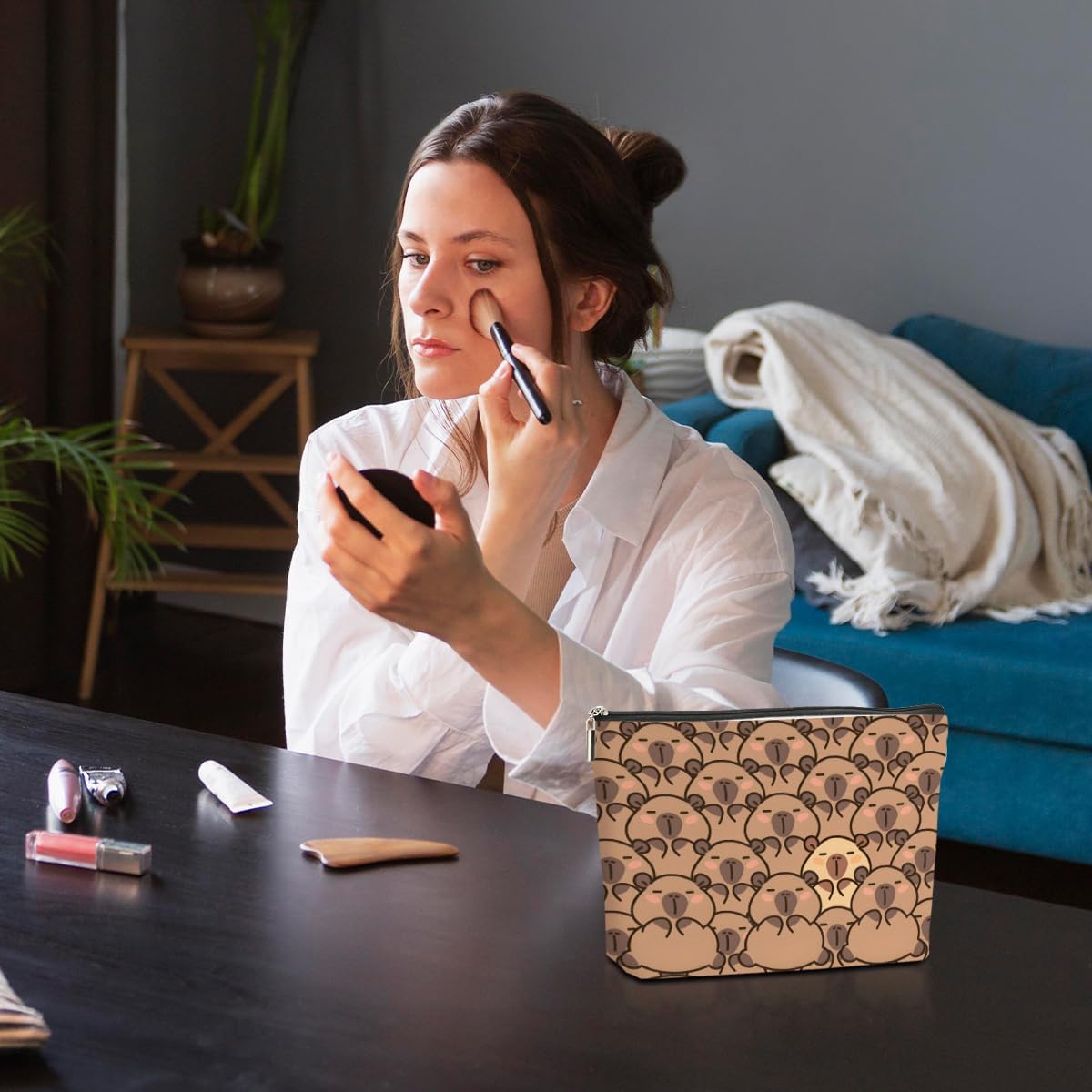Cute Capybara Makeup Bag, Capybara Gifts for Women, Capybara Lovers Cosmetic Bag Travel Organizer