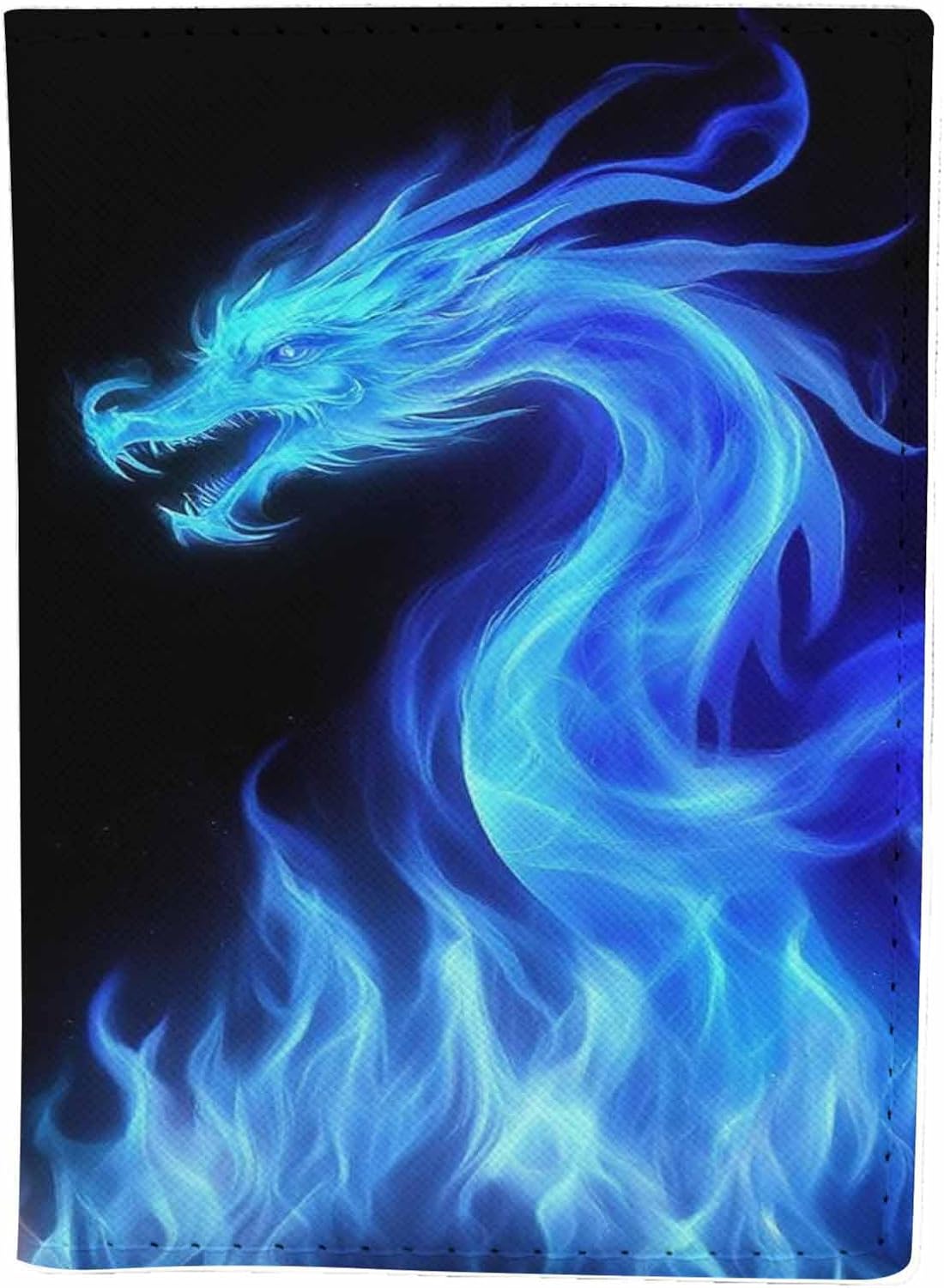 Raster Version Passport Holder for Travel Abstract Blue and Red Fiery Dragons PU Leather Passport Cover Wallet Cute Passport Card Holder for Women and Men