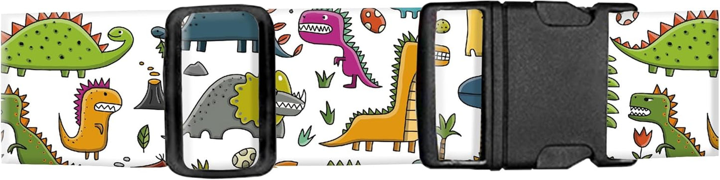 Luggage Straps for Suitcases, Adjustable Travel Belt, Durable Wide Luggage Strap, Cute Suitcase Strap Identifiers with Buckle, Bag Straps for Luggage, Cute Dinosaurs