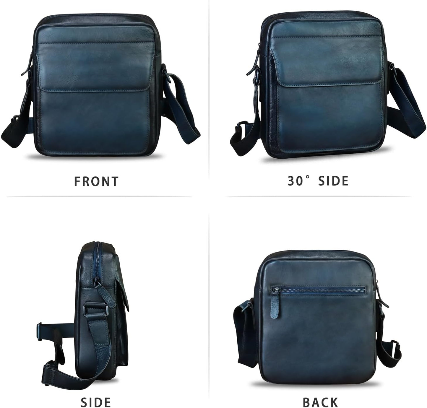IVTG Genuine Leather Messenger Bag for Men Crossbody Shoulder Bag Satchel Casual Sling Daypack Work Business Daily Purse