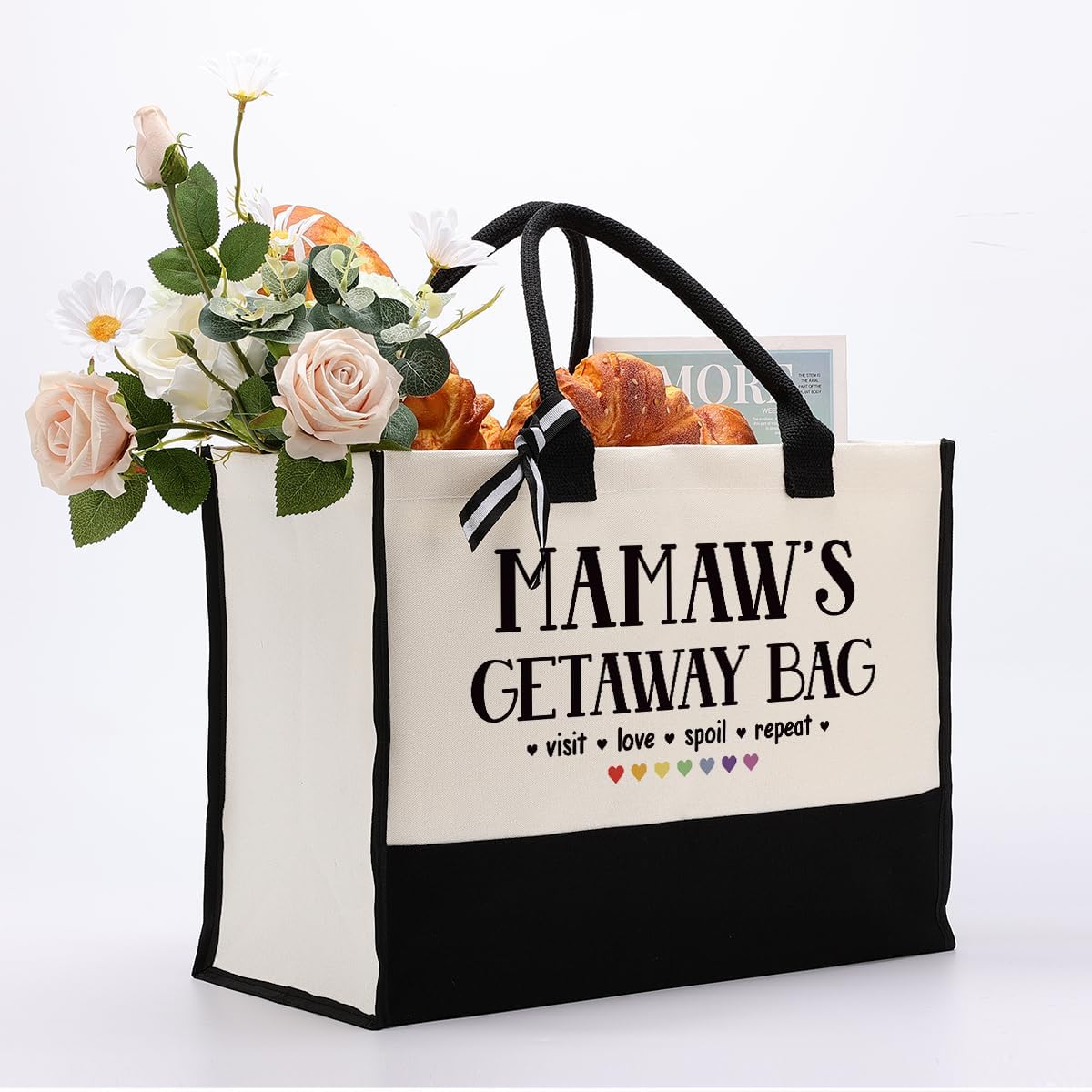 Canvas Bag Gift for Mamaw, Mamaw Gift, Mamaw's Getaway Bag, Cotton Canvas Tote Bag, Shoulder Beach Bag, Reusable Shopping Bag, Women Canvas Bag Gift, Birthday Mother's Day Gift for Mom Grandma