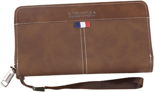Men's Vintage Leather Wallet - Bifold Wallet for Travel, Minimalist Design with Card Slots & Cash Pocket (Brown,ONE)