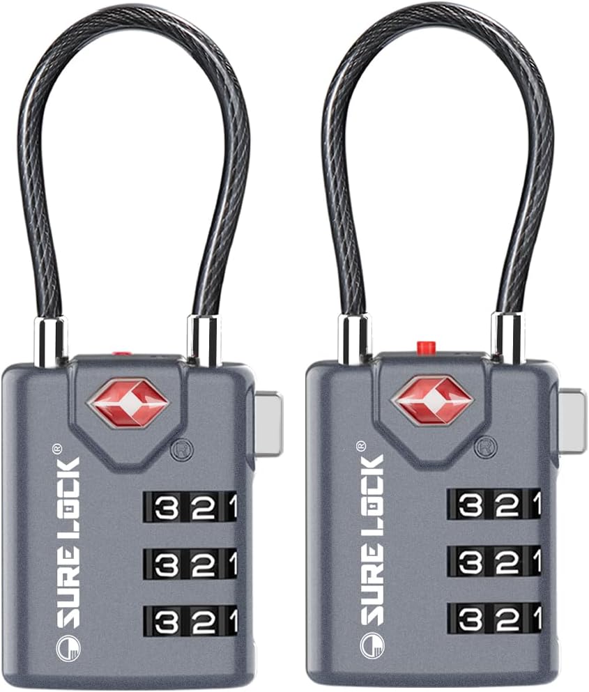 Sure Lock System Indicator SURE LOCK TSA Compatible Travel Luggage Locks, Inspection Indicator, E ...