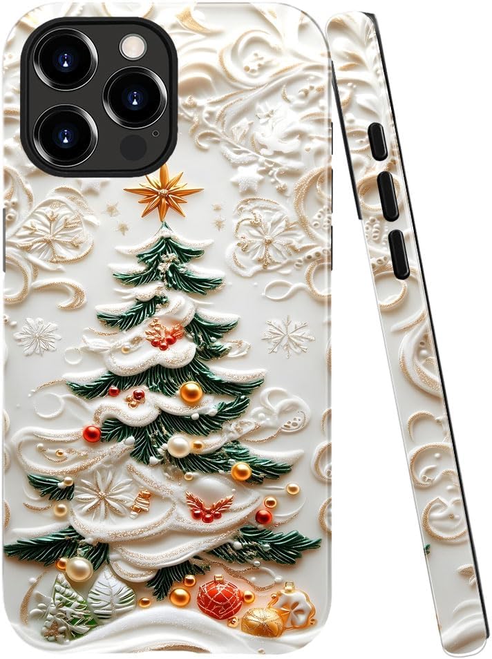 Case for iPhone 12 Pro Max - Slim Fit Anti-Scratch Phone Case for Girl Women - Christmas Tree Stained Glass (Glossy)