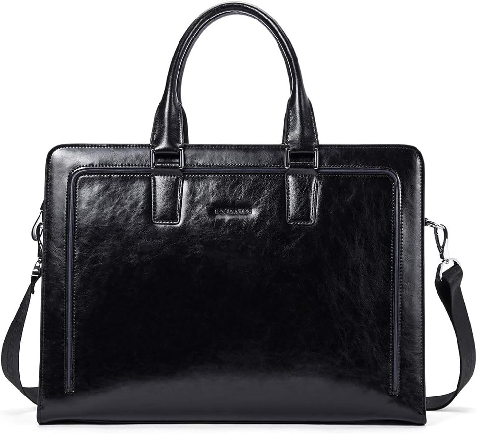 BOSTANTEN Women Genuine Leather Briefcase Tote Business Vintage Handbag 15.6" Laptop Shoulder Bag Brown
