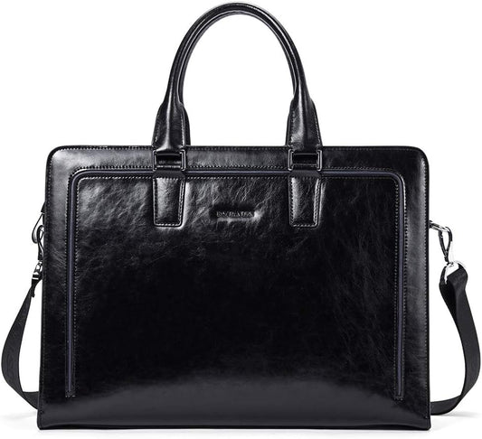 BOSTANTEN Women Genuine Leather Briefcase Tote Business Vintage Handbag 15.6" Laptop Shoulder Bag Brown