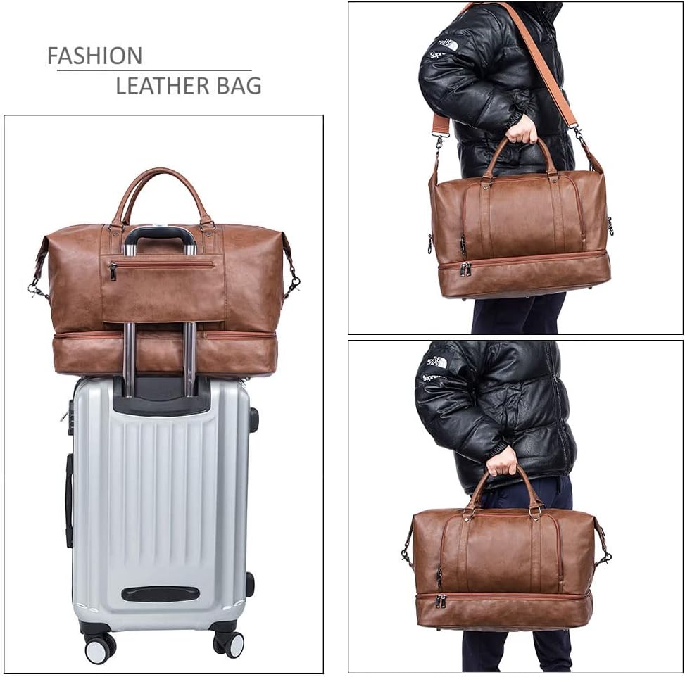 seyfocnia Travel Duffel Bags for Women,Weekender Overnight Bag with Shoe Pouch Large Carry On Bag Travel Tote Duffel Bag for Women (Brown)