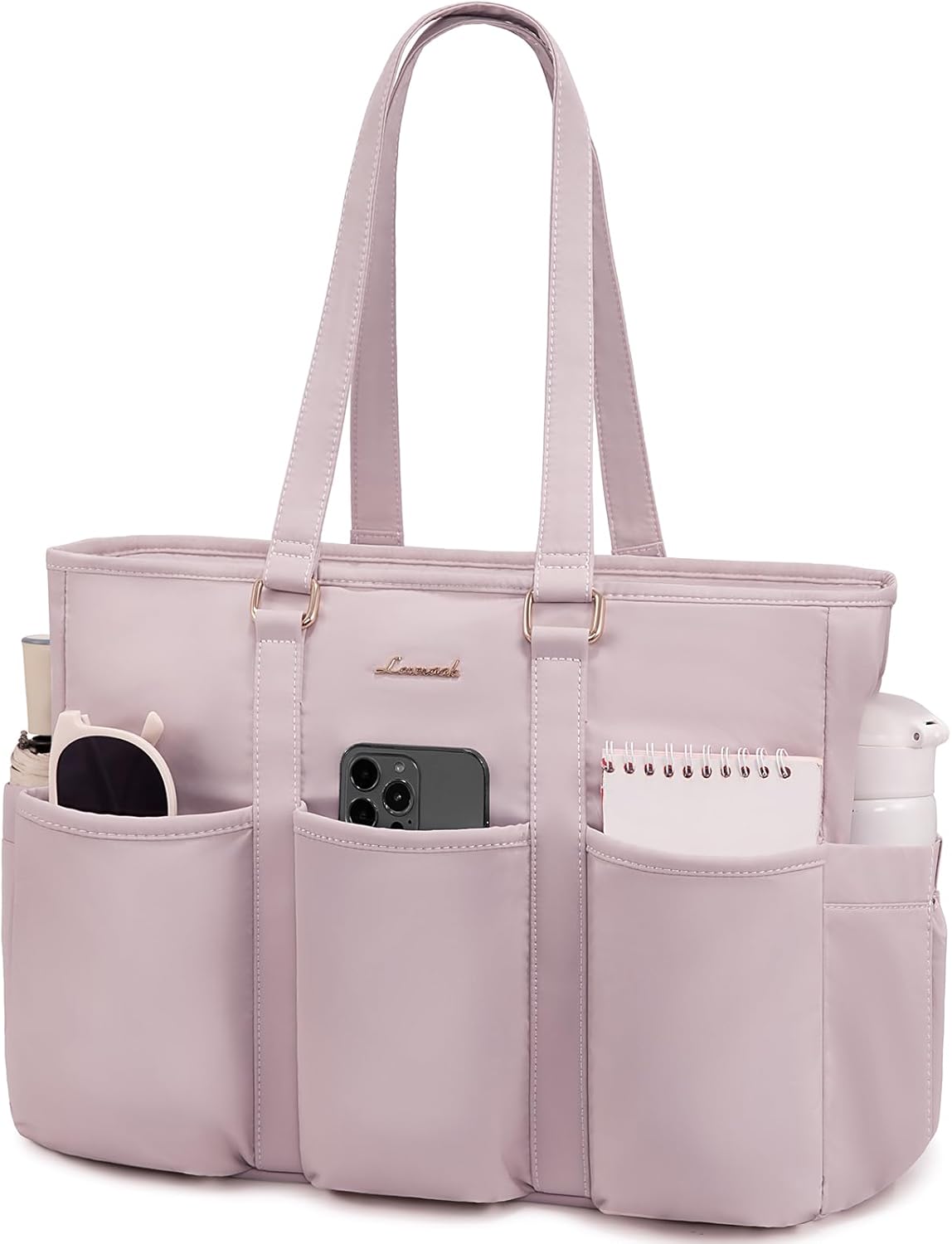 LOVEVOOK Teacher Nurse Tote Bag for Women Work, 15.6 Inch Laptop Bag With Large Cup Holder, Utility Everything Bag For Travel College Daily, Professional Computer Purse Handbag With Multi Pockets