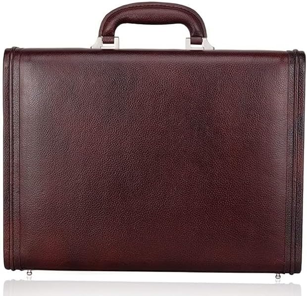 Luxury Italian Leather Hard Attache Briefcase for Men Office Use Business Briefcase Color Brown