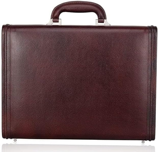 Luxury Italian Leather Hard Attache Briefcase for Men Office Use Business Briefcase Color Brown