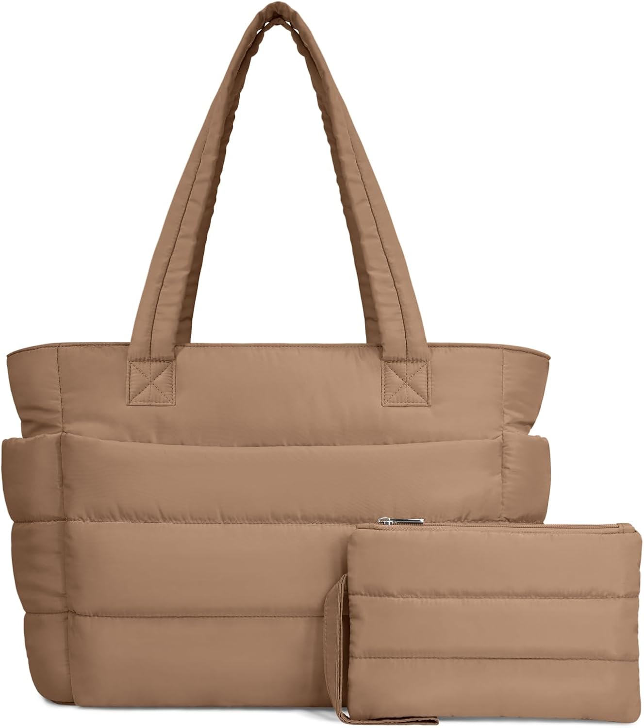 TOPDesign Puffer Tote Bag for Women, Lightweight Puffy Handbag with Compartments, Quilted Shoulder