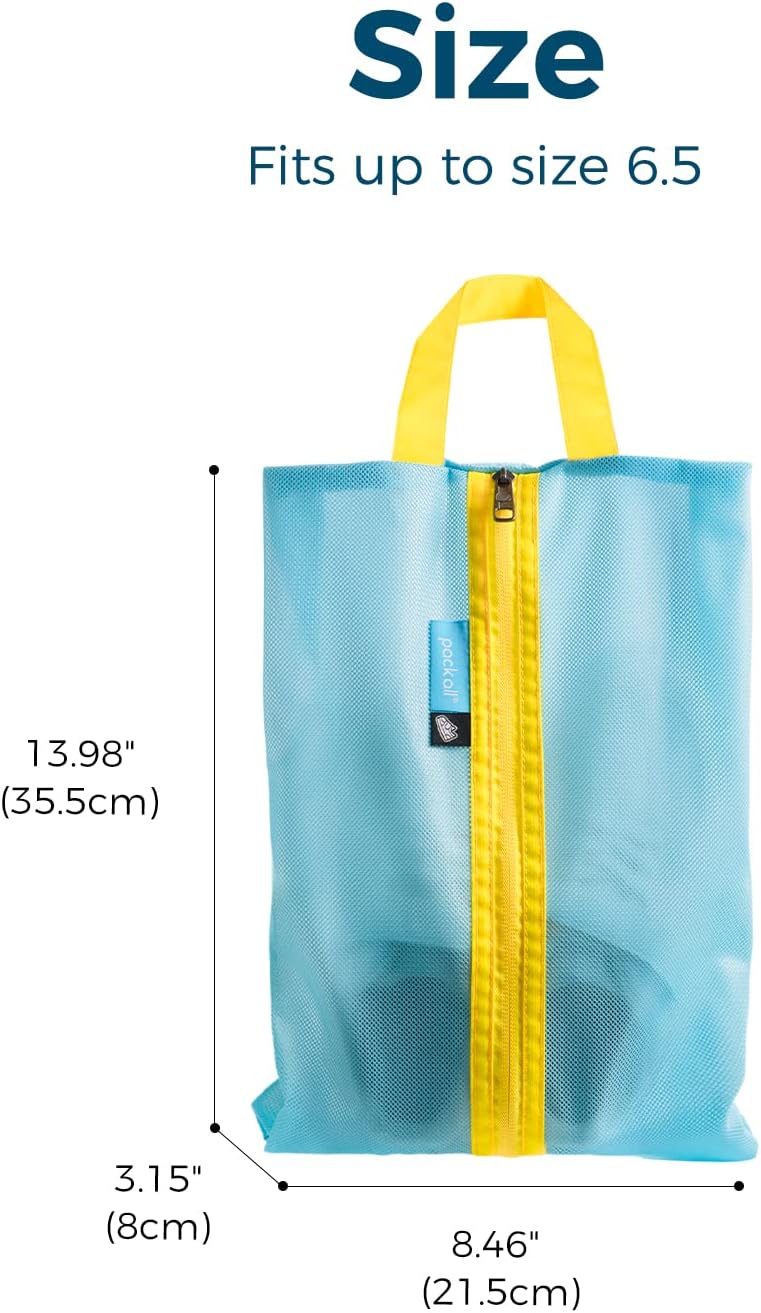 pack all Travel Accessories Bundle | 1 Cute Shoe Bag (Blue) & 1-110 Lbs Luggage Scale (Blue)
